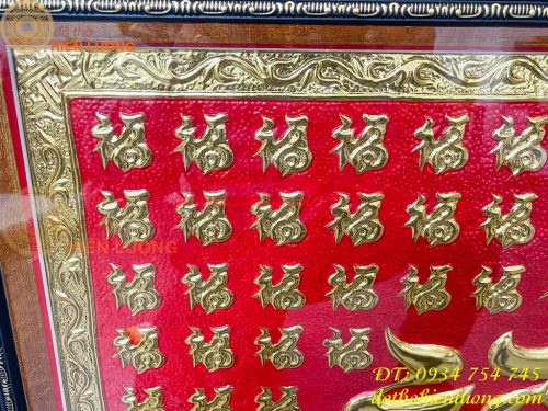 Tranh Bách Phúc 70x70cm Bằng Đồng Dát Vàng Liền Tấm
