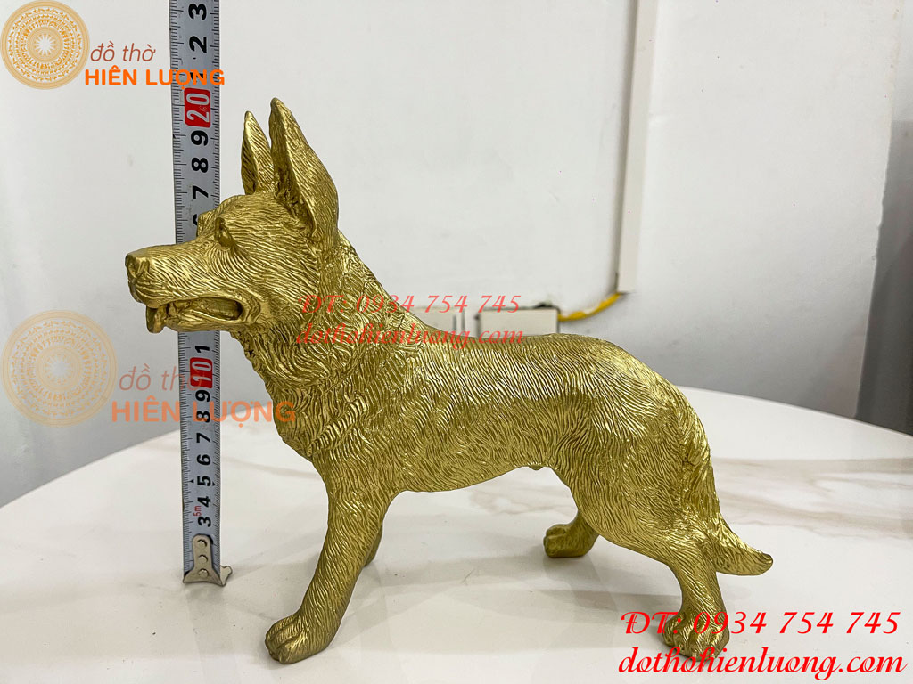 Tượng chó tai dựng bằng đồng phong thủy (DxRxC 22x9x20cm)