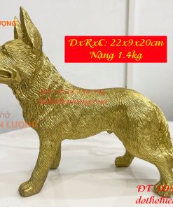 Tượng chó tai dựng bằng đồng phong thủy (DxRxC 22x9x20cm)
