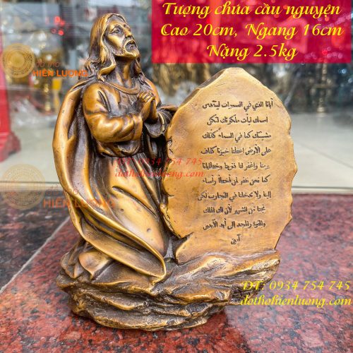 Tượng chúa cầu nguyện bằng đồng hun cao 20cm