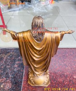 Tượng Chúa Kito Dang Tay Bằng Đồng Hun Cao 40cm