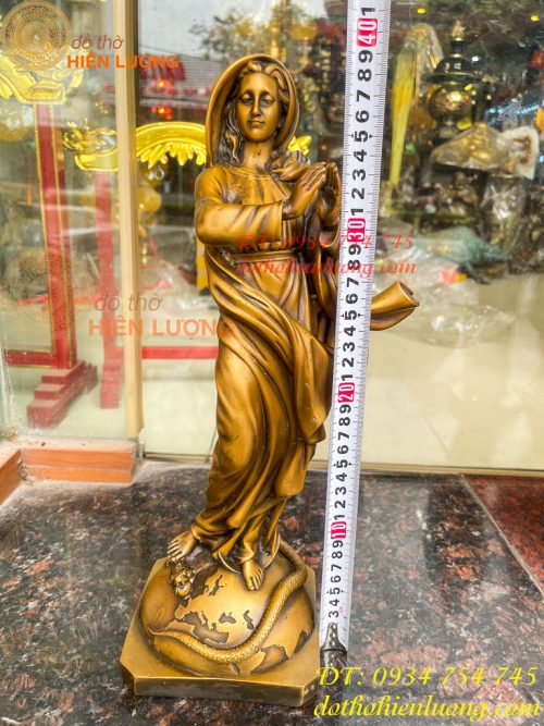 Tượng Đức Mẹ Vô Nhiễm Nguyên Tội Bằng Đồng Cao 40cm