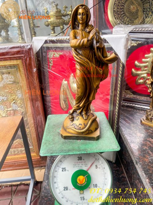 Tượng Đức Mẹ Vô Nhiễm Nguyên Tội Bằng Đồng Cao 40cm