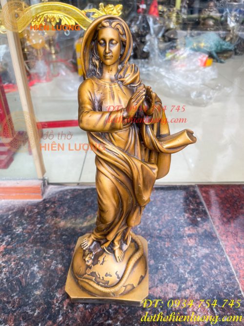 Tượng Đức Mẹ Vô Nhiễm Nguyên Tội Bằng Đồng Cao 40cm