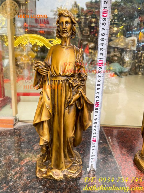 Tượng Chúa Giuse Bằng Đồng Hun Cao 40cm, Nặng 6kg