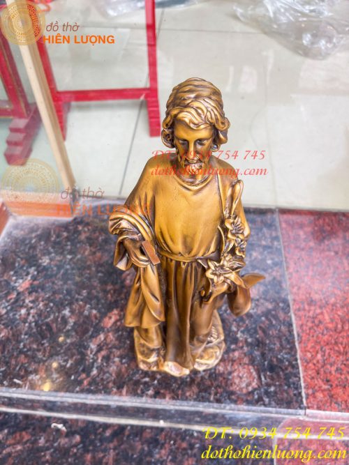 Tượng Chúa Giuse Bằng Đồng Hun Cao 40cm, Nặng 6kg