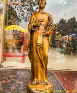Tượng Đức Cha Cầm Hoa Huệ Bằng Đồng Cao 40cm