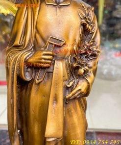 Tượng Đức Cha Cầm Hoa Huệ Bằng Đồng Cao 40cm