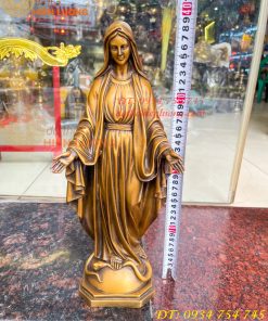 Tượng đức mẹ ban ơn bằng đồng hun cao 40cm