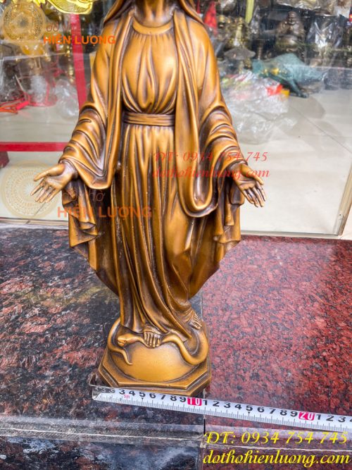 Tượng đức mẹ ban ơn bằng đồng hun cao 40cm