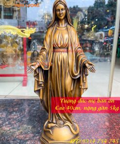 Tượng đức mẹ ban ơn bằng đồng hun cao 40cm