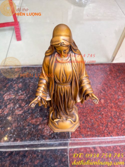 Tượng đức mẹ ban ơn bằng đồng hun cao 40cm