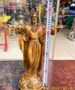 Tượng Chúa Kito Dang Tay Bằng Đồng Hun Cao 40cm