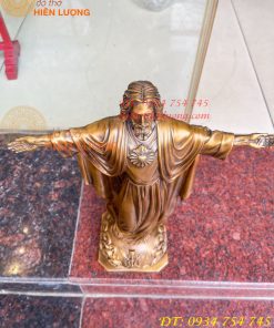 Tượng Chúa Kito Dang Tay Bằng Đồng Hun Cao 40cm