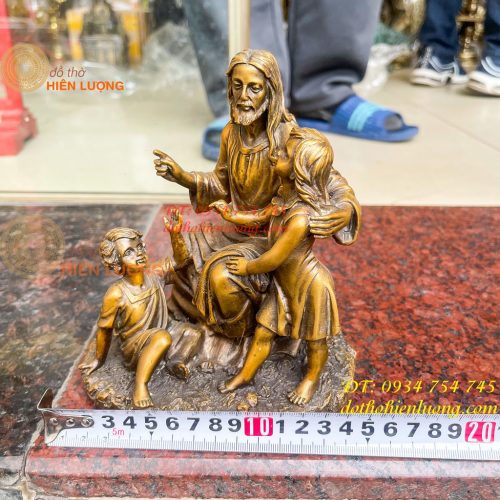Tượng chúa kể truyện bằng đồng hun cao 18cm