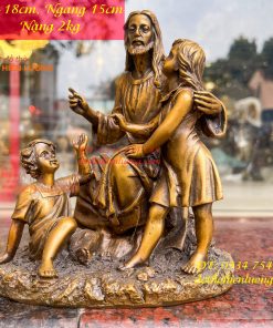 Tượng chúa kể truyện bằng đồng hun cao 18cm