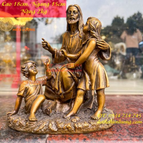 Tượng chúa kể truyện bằng đồng hun cao 18cm