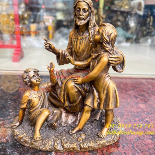 Tượng chúa kể truyện bằng đồng hun cao 18cm