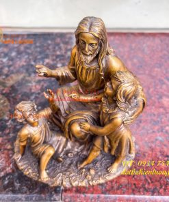 Tượng chúa kể truyện bằng đồng hun cao 18cm