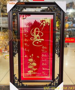 Tranh Chữ Lộc Vàng Lá 50x80cm Treo Tường