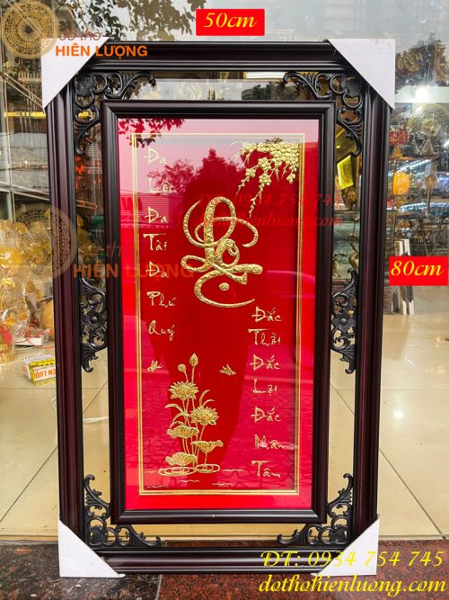 Tranh Chữ Lộc Vàng Lá 50x80cm Treo Tường