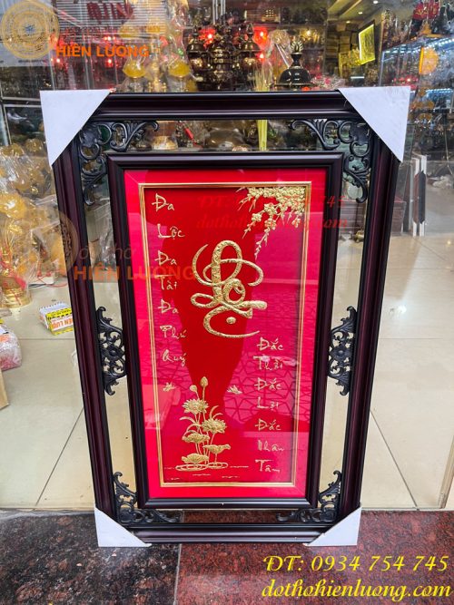 Tranh Chữ Lộc Vàng Lá 50x80cm Treo Tường