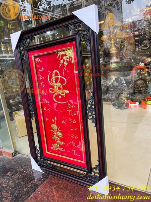 Tranh Chữ Lộc Vàng Lá 50x80cm Treo Tường