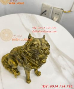 Tượng Chó Sói Hú Bằng Đồng Cao 27cm Phong Thủy