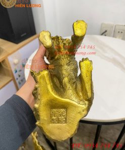 Tượng Chó Sói Hú Bằng Đồng Cao 27cm Phong Thủy