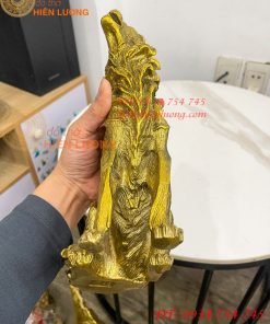 Tượng Chó Sói Hú Bằng Đồng Cao 27cm Phong Thủy