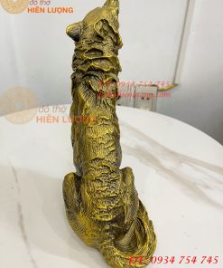 Tượng Chó Sói Hú Bằng Đồng Cao 27cm Phong Thủy