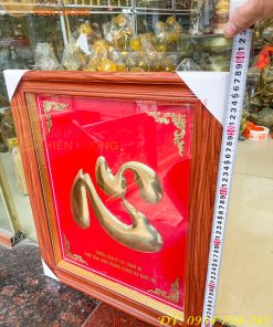 Tranh Chữ Tâm 50x60cm Bằng Đồng Nền Đỏ Treo Tường
