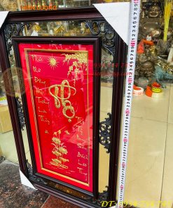 Tranh Chữ Thọ Vàng Lá 50x80cm Treo Tường