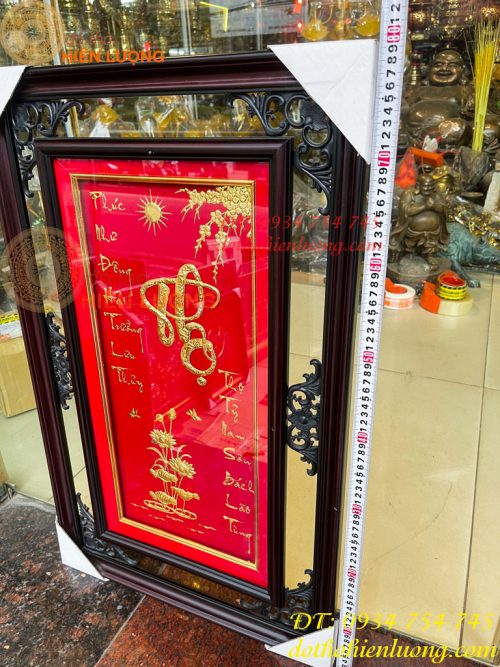 Tranh Chữ Thọ Vàng Lá 50x80cm Treo Tường