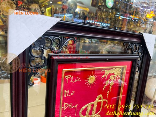 Tranh Chữ Thọ Vàng Lá 50x80cm Treo Tường