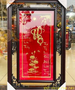 Tranh Chữ Thọ Vàng Lá 50x80cm Treo Tường