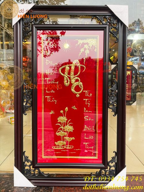 Tranh Chữ Thọ Vàng Lá 50x80cm Treo Tường
