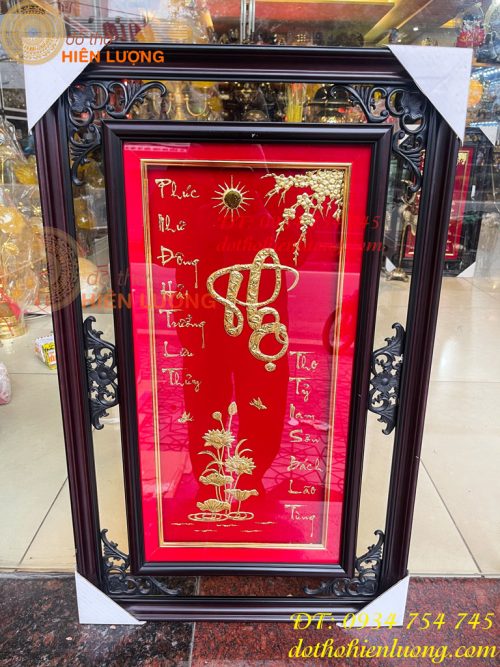 Tranh Chữ Thọ Vàng Lá 50x80cm Treo Tường
