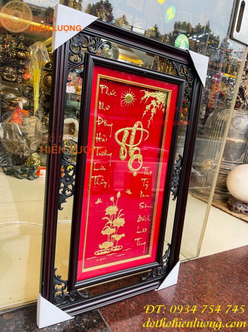 Tranh Chữ Thọ Vàng Lá 50x80cm Treo Tường