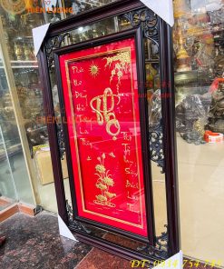 Tranh Chữ Thọ Vàng Lá 50x80cm Treo Tường