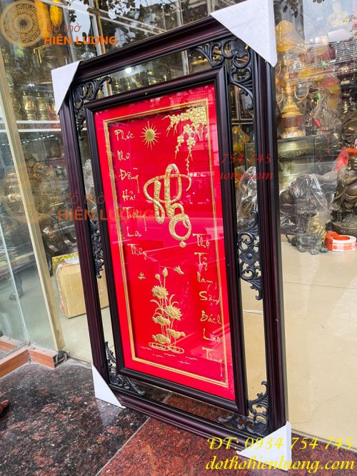 Tranh Chữ Thọ Vàng Lá 50x80cm Treo Tường