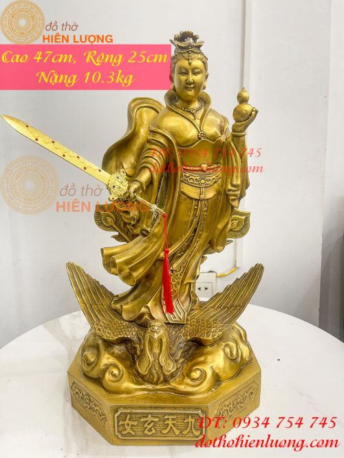 Tượng cửu thiên huyền nữ bằng đồng cao 47cm