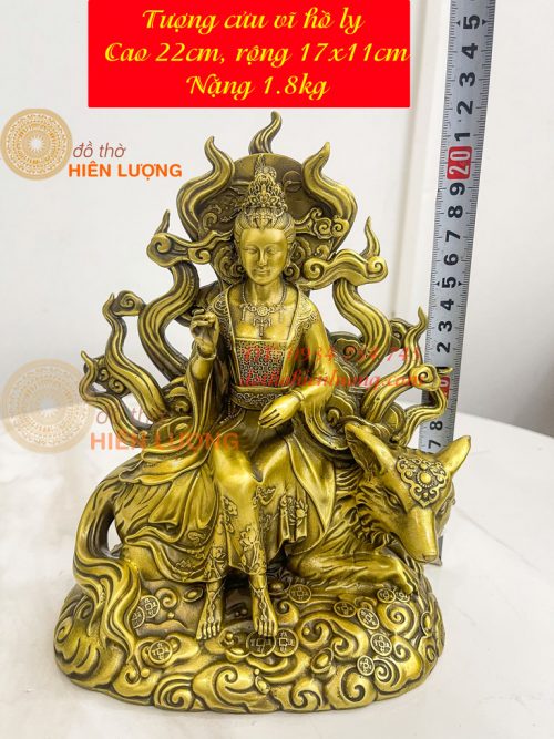 Tượng cửu vĩ hồ ly bằng đồng cao 22cm, nặng 1,8Kg