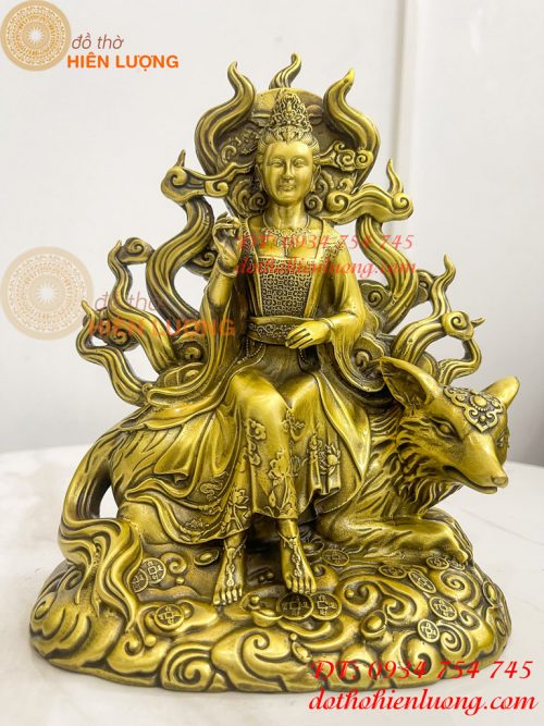 Tượng cửu vĩ hồ ly bằng đồng cao 22cm, nặng 1,8Kg