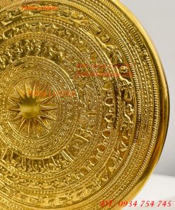 Trống Đồng Đế Hoa Sen Đường Kính 15cm Dát Vàng 24K