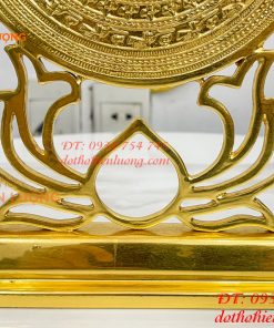 Trống Đồng Đế Hoa Sen Đường Kính 15cm Dát Vàng 24K