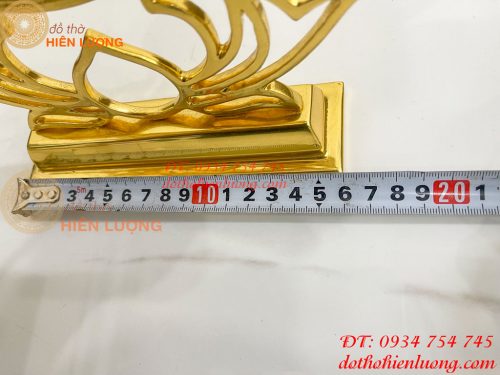 Trống Đồng Đế Hoa Sen Đường Kính 15cm Dát Vàng 24K