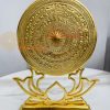 Trống Đồng Đế Hoa Sen Đường Kính 15cm Dát Vàng 24K
