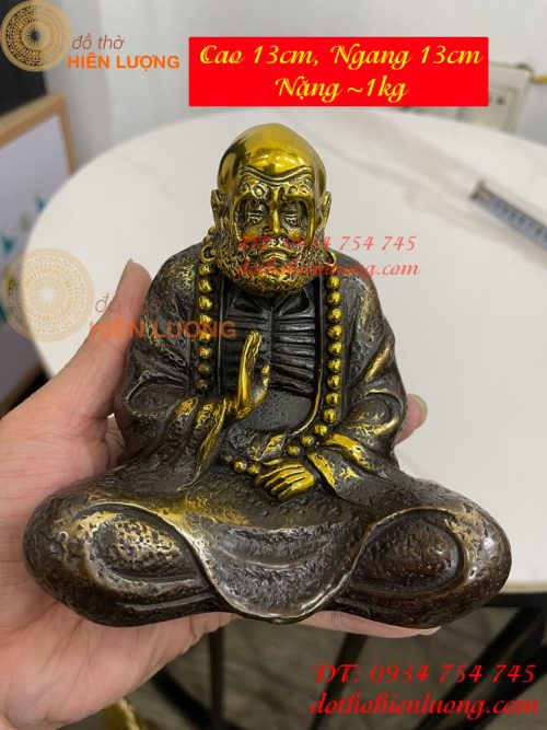 Tượng Bồ Đề Đạt Ma Ngồi Thiền Cao 13cm Bằng Đồng