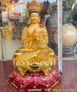 Tượng Đại Nhật Như Lai Vẽ Diện Bằng Đồng Dát Vàng